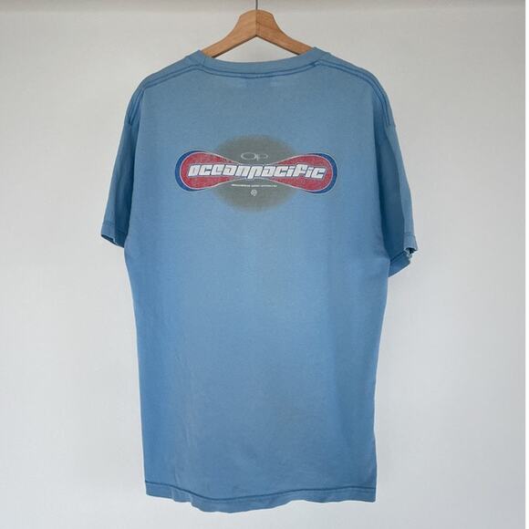 Vintage Y2K 90's Ocean Pacific Blue Logo Surf T-Shirt Sz L/XL Surfer Sport - Picture 2 of 9